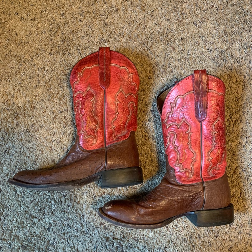 Lucchese Red and Brown Cowboy Boots